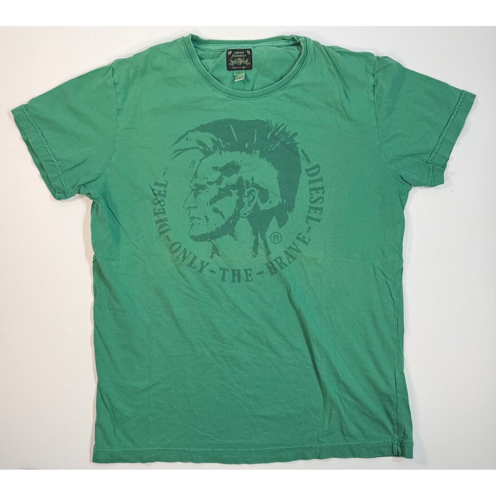 Diesel Industry Only The Brave Mohawk Graphic T-Shirt Green Mens Large L